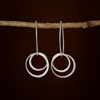 Two circles sterling silver earrings.