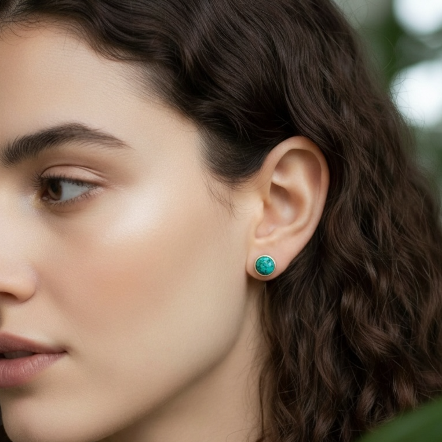 Turquoise Round Stud Earrings in 925 Sterling Silver