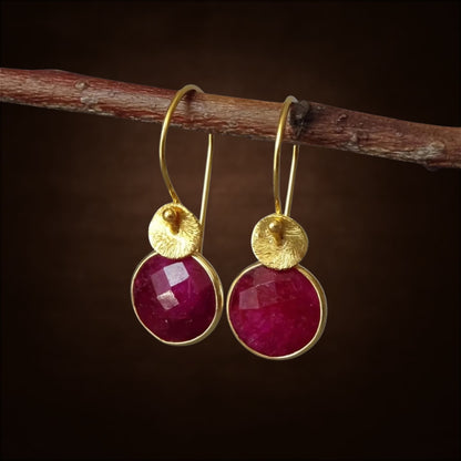 Ruby Earrings in 24k Gold Vermeil | July Birthstone Jewellery