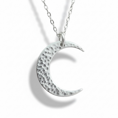 Crescent moon sterling silver necklace.