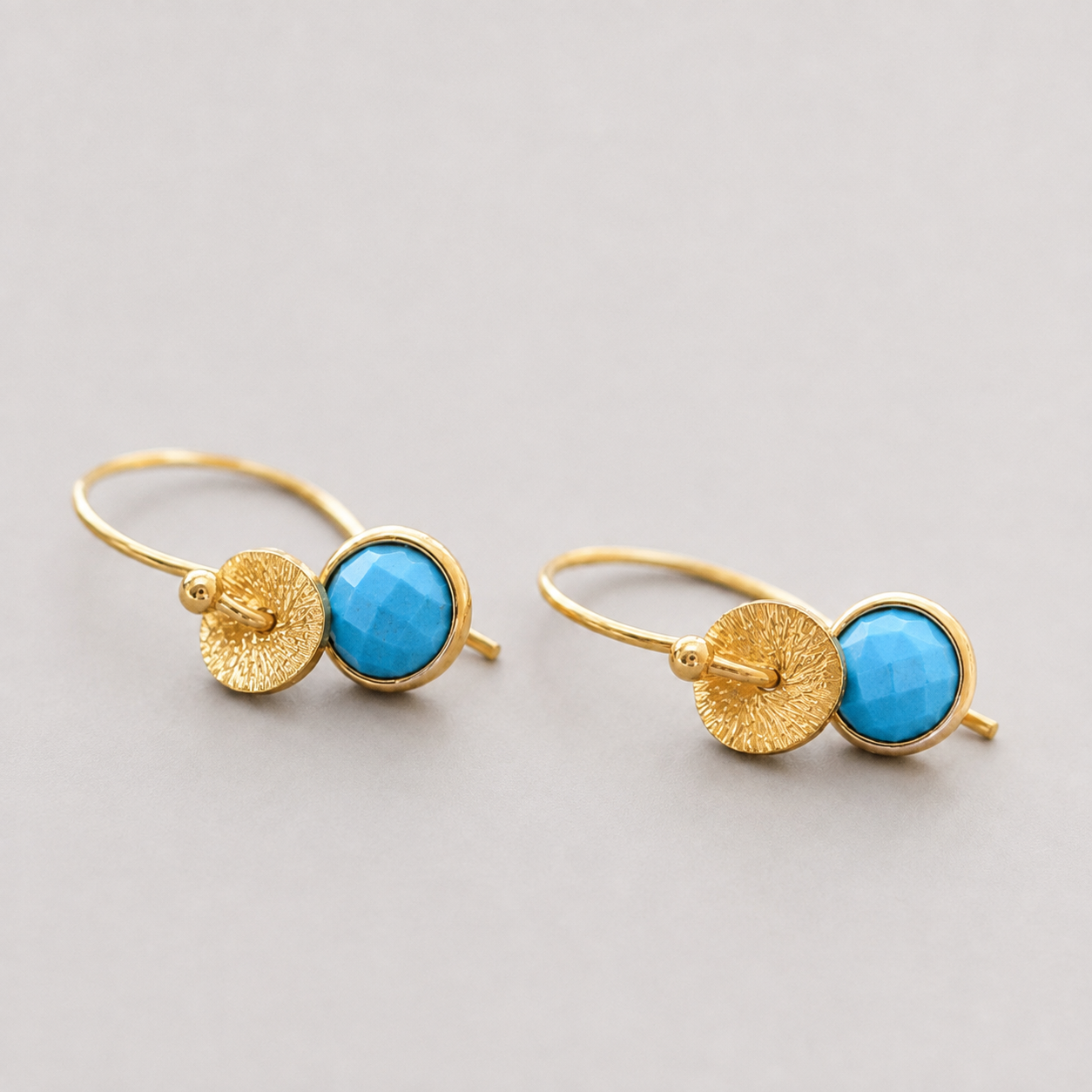 24k gold vermeil and turquoise earrings. December birthstone earrings.