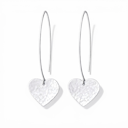 Sterling silver dangle heart earrings