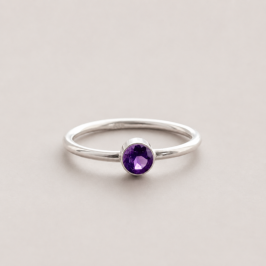 Handmade Sterling Silver Amethyst Ring: February Birthstone