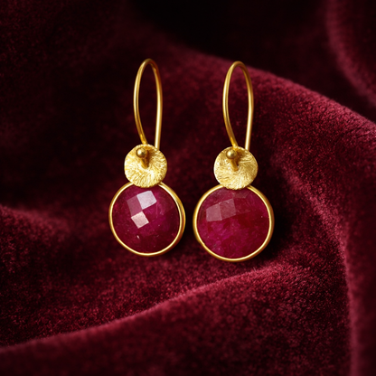 Ruby Earrings in 24k Gold Vermeil | July Birthstone Jewellery