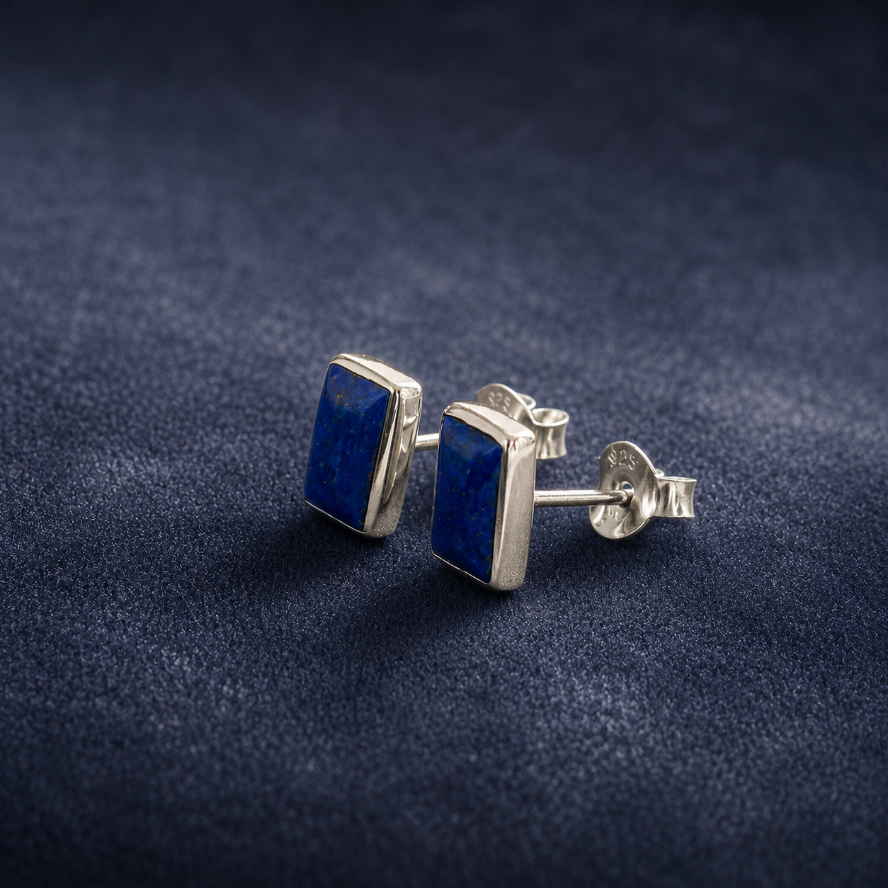 Sterling Silver Lapis Lazuli Stud Earrings