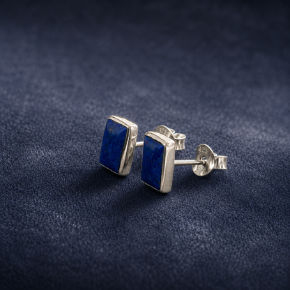 Sterling Silver Lapis Lazuli Stud Earrings