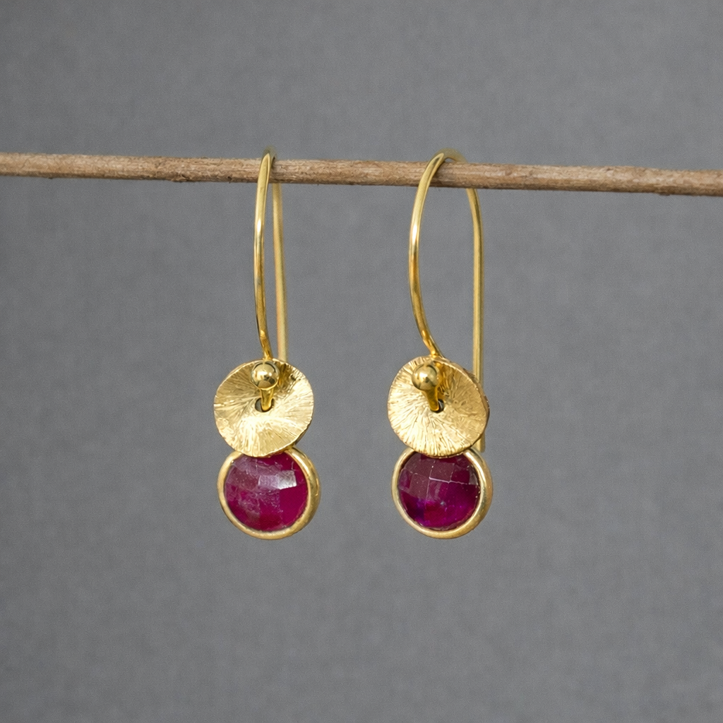 24k gold vermeil and ruby earrings.