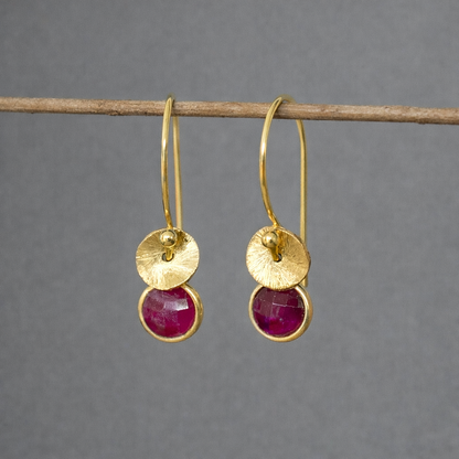 24k gold vermeil and ruby earrings.