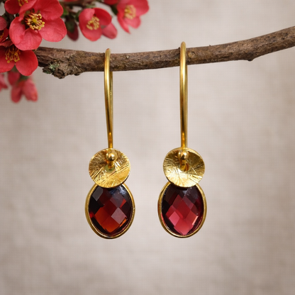 24k gold vermeil and garnet earrings.