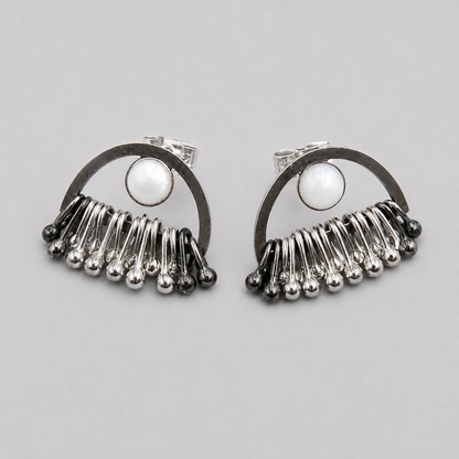 Mother of Pearl sterling silver dangle stud earrings.