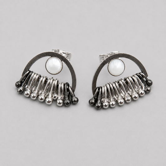 Mother of Pearl sterling silver dangle stud earrings.