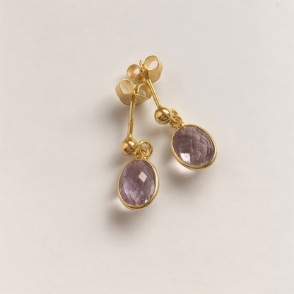 Amethyst 24k gold vermeil stud earrings. February birthstone earrings.