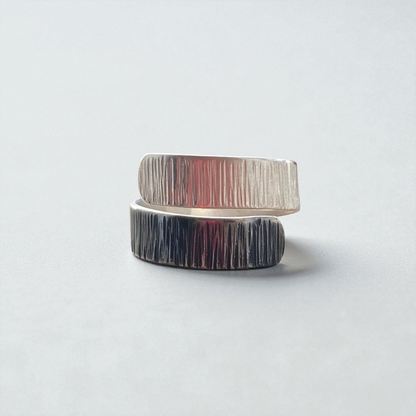 Sterling silver partially oxidised adjustable wrap ring.