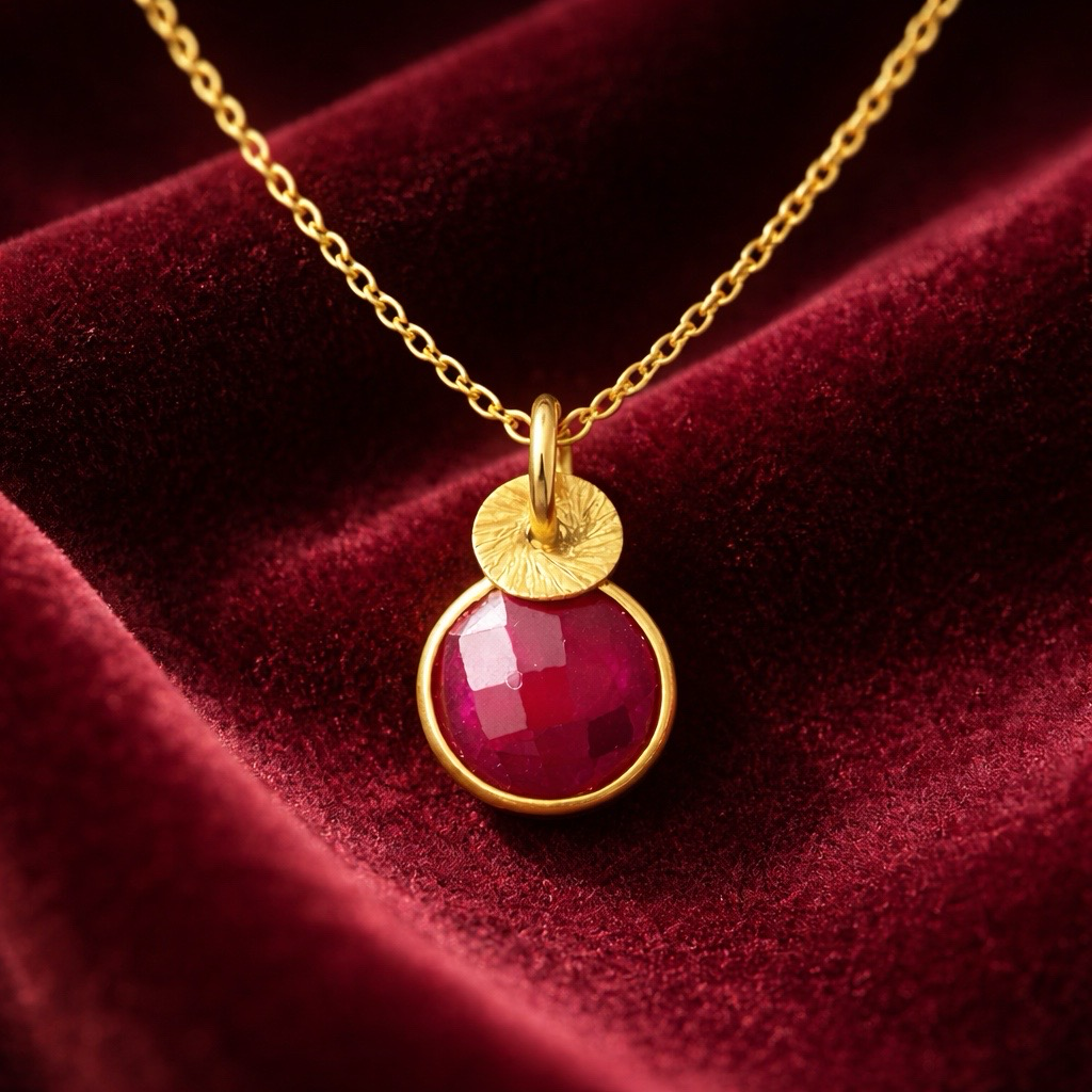 24k Gold Vermeil Ruby Necklace