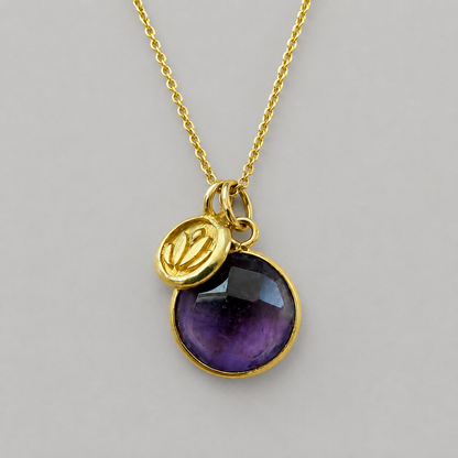 Natural Amethyst Necklace | 24k Gold Vermeil Lotus Pendant | February Birthstone Gift