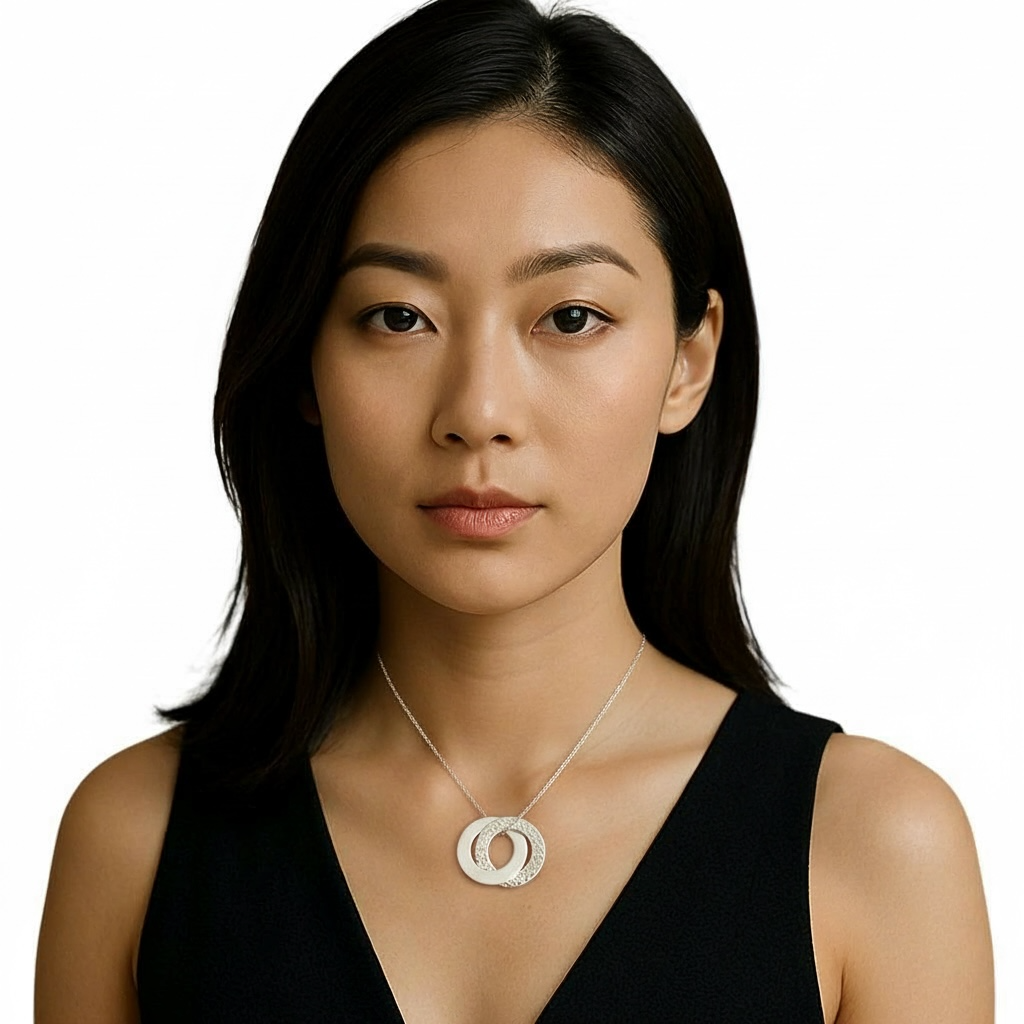 Sterling silver interlocking circle necklace.