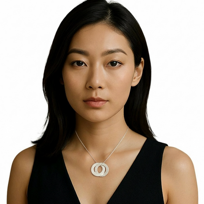 Sterling silver interlocking circle necklace.