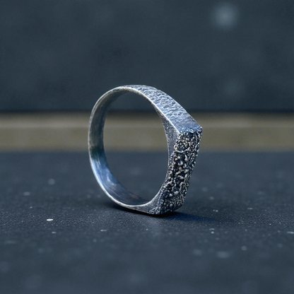 Sterling silver oxidised rustic ring. Made to order.