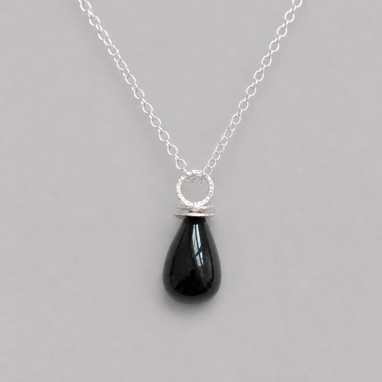 Black onyx sterling silver necklace