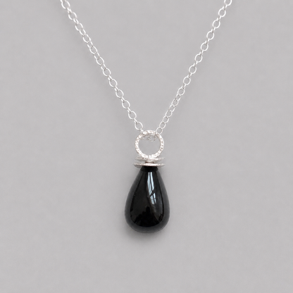 Black onyx sterling silver necklace
