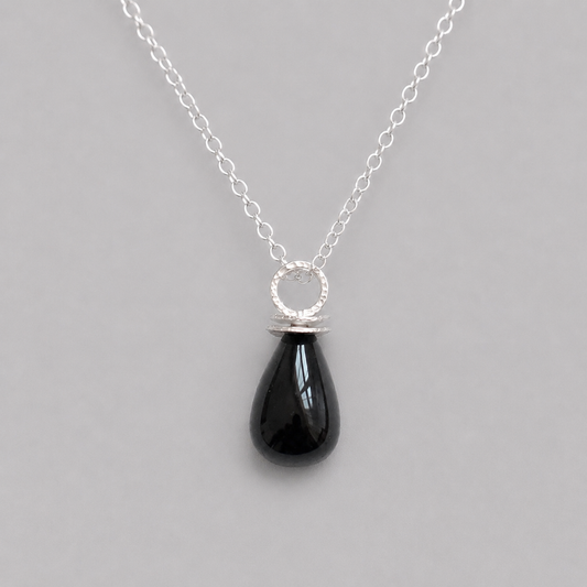 Black onyx sterling silver necklace