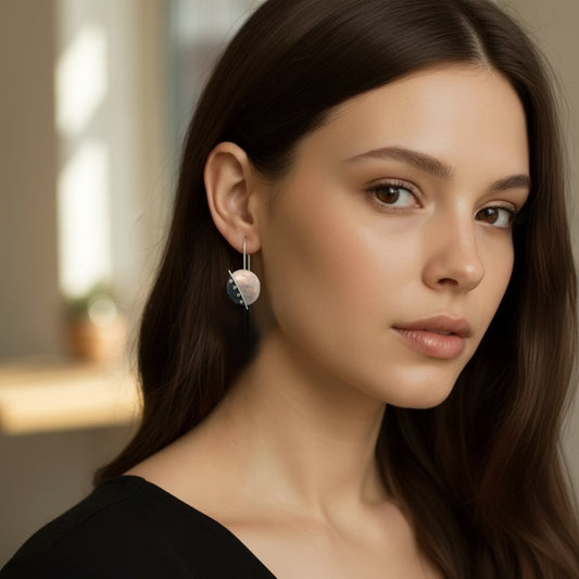 Large sterling silver disc earrings.