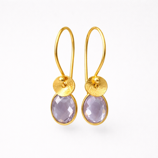 Amethyst February birthstone 24k gold vermeil earrings.