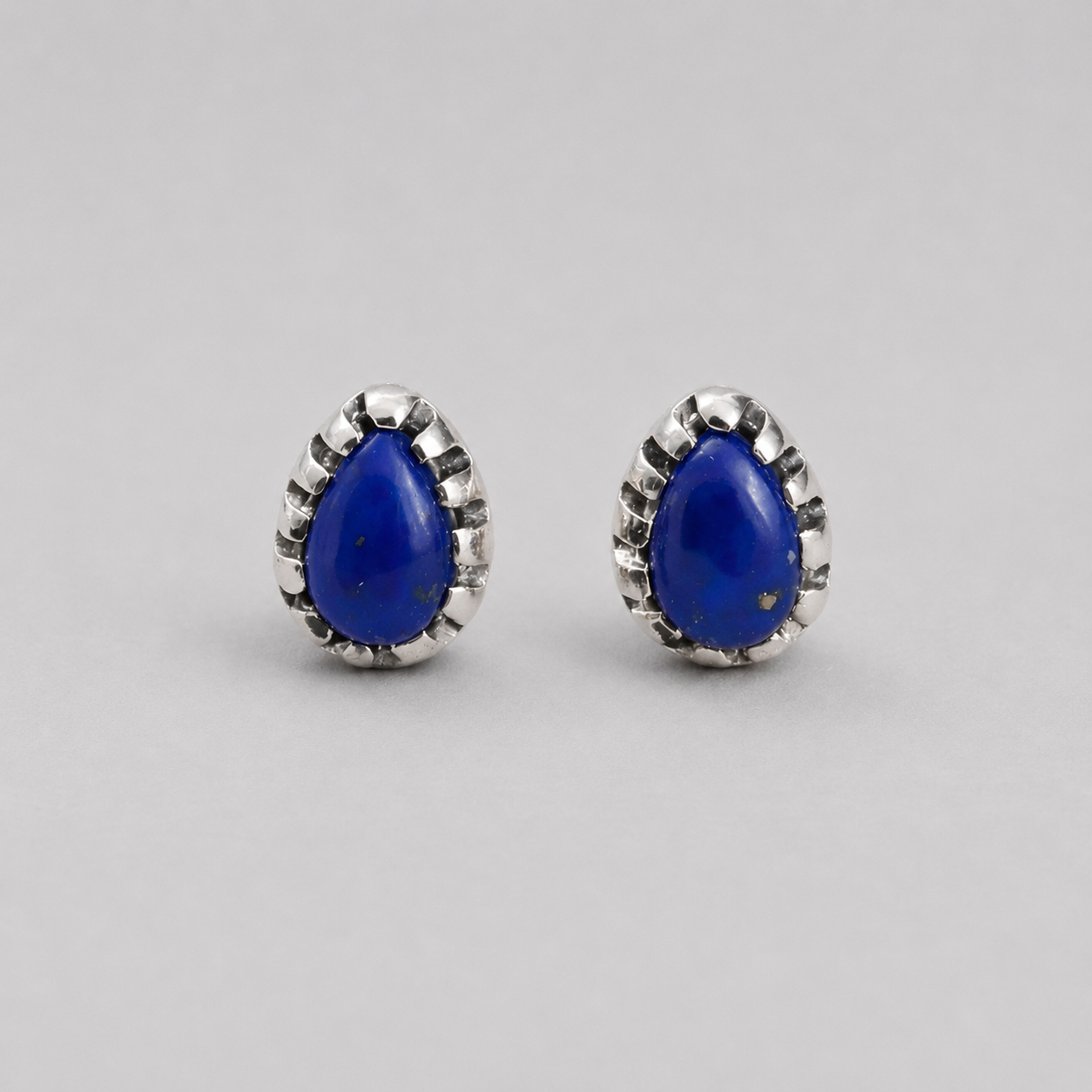 Lapis Lazuli Teardrop Stud Earrings in 925 Sterling Silver