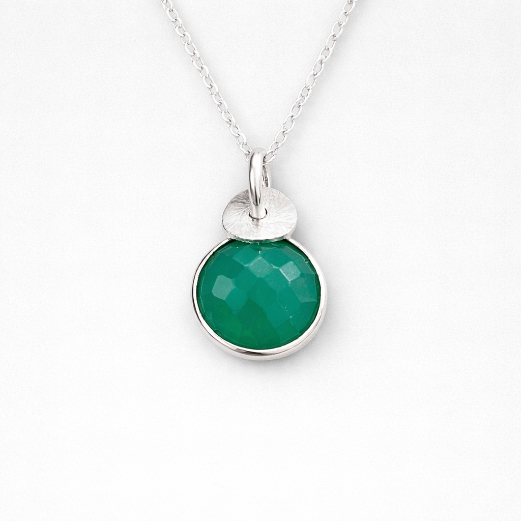 Green onyx sterling silver necklace