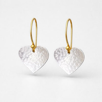 Two Tone Heart Dangle Earrings.