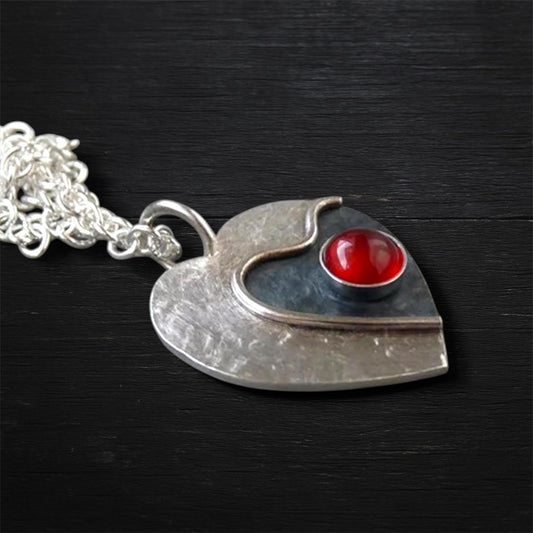 Carnelian sterling silver heart necklace.