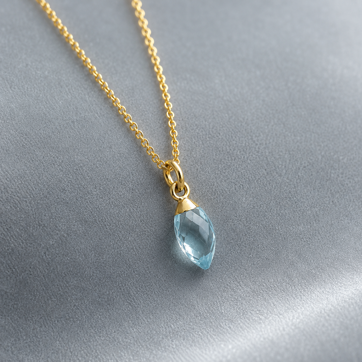 24k Gold Vermeil Sky Blue Topaz Necklace
