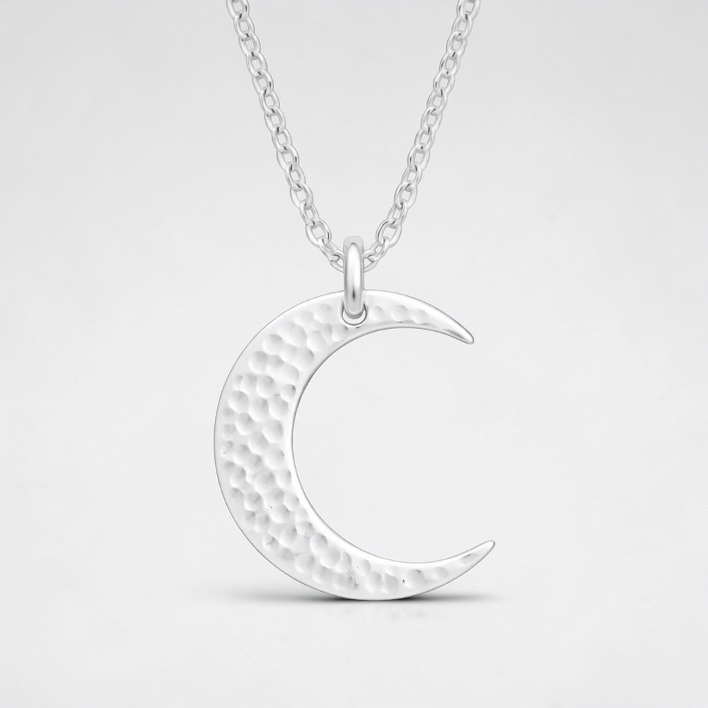 Crescent moon sterling silver necklace.