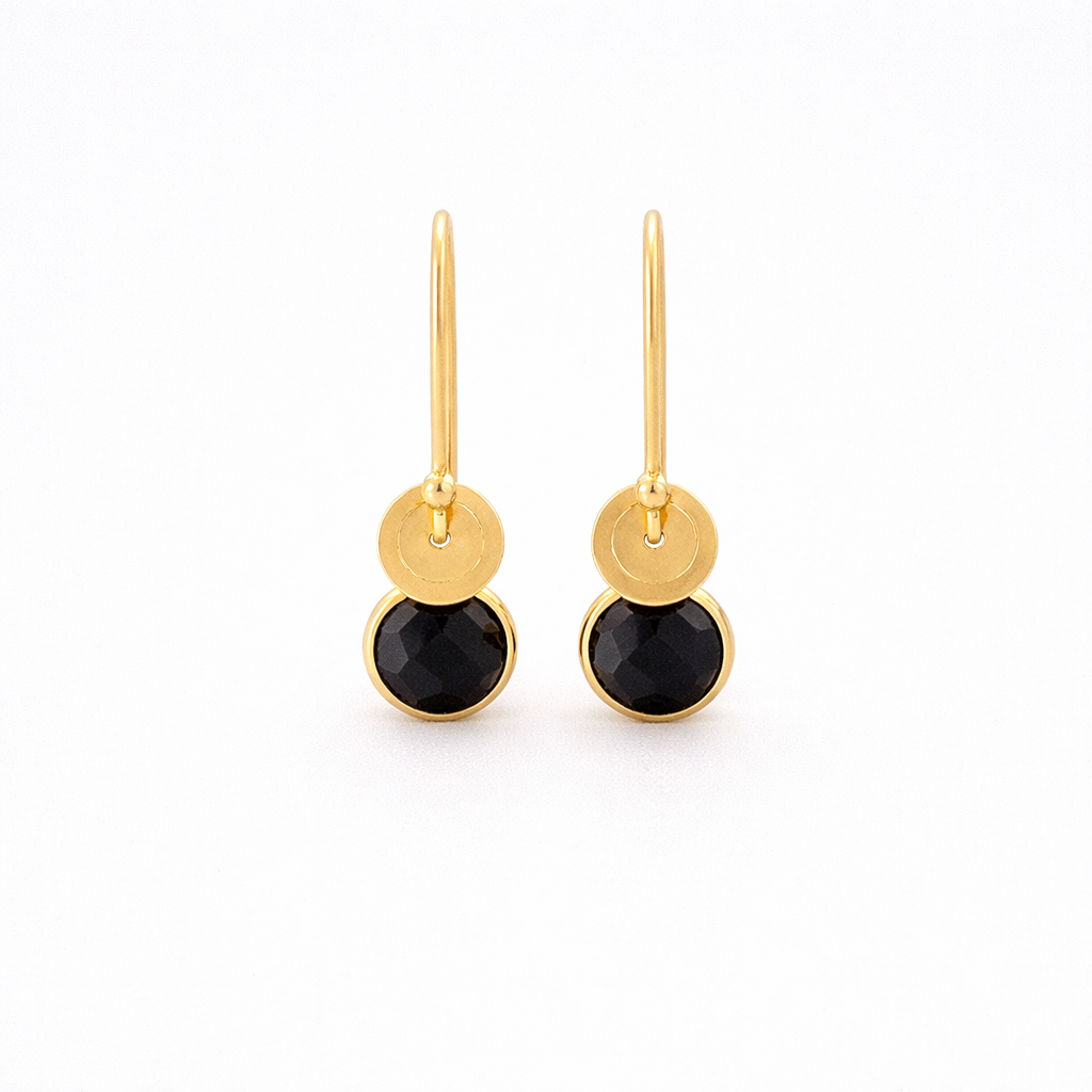 Black onyx, 24k gold vermeil dangle earrings