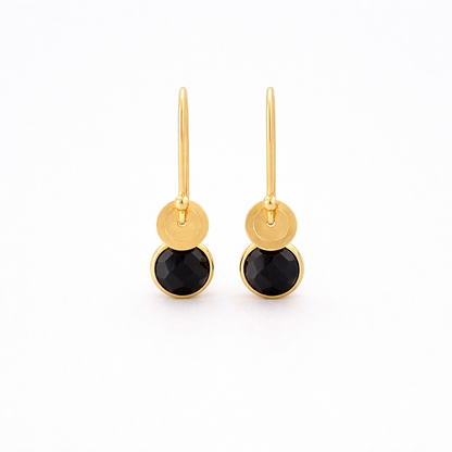 Black onyx, 24k gold vermeil dangle earrings