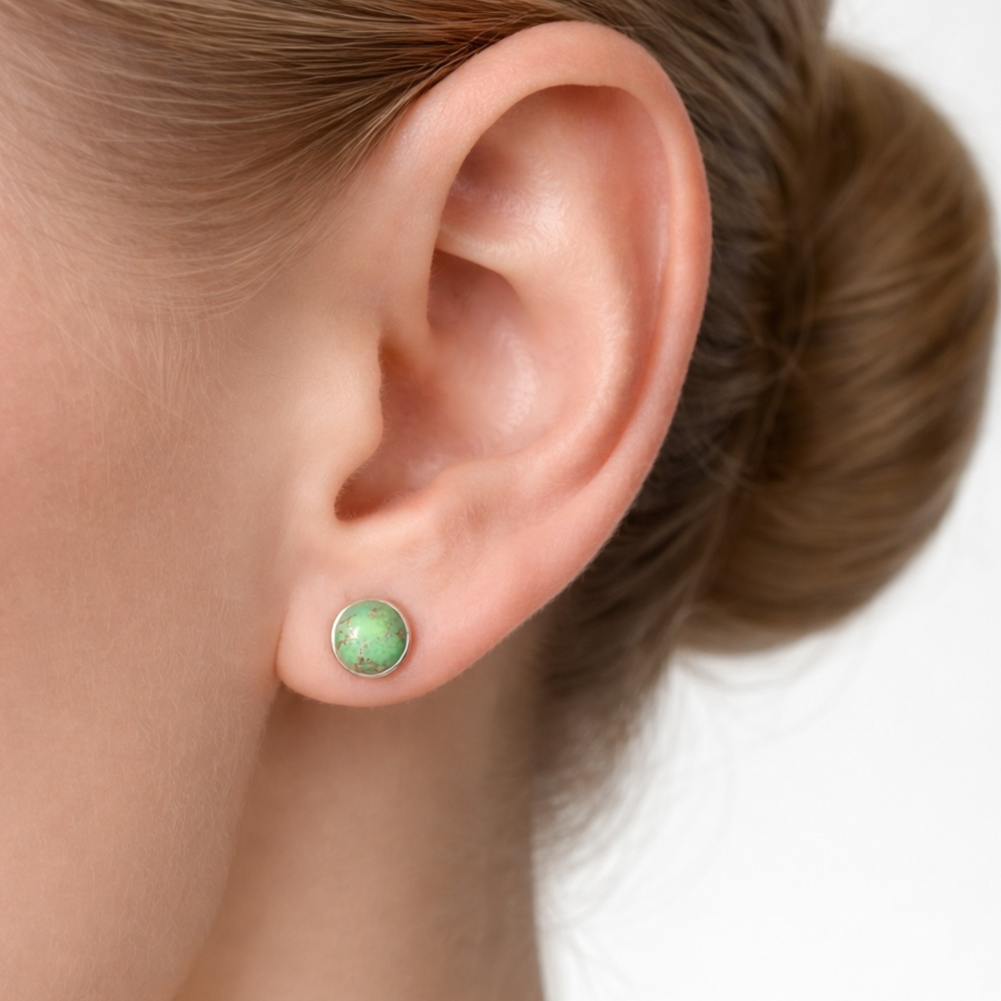 925 Sterling Silver Green Mohave Stud Earrings – 7mm