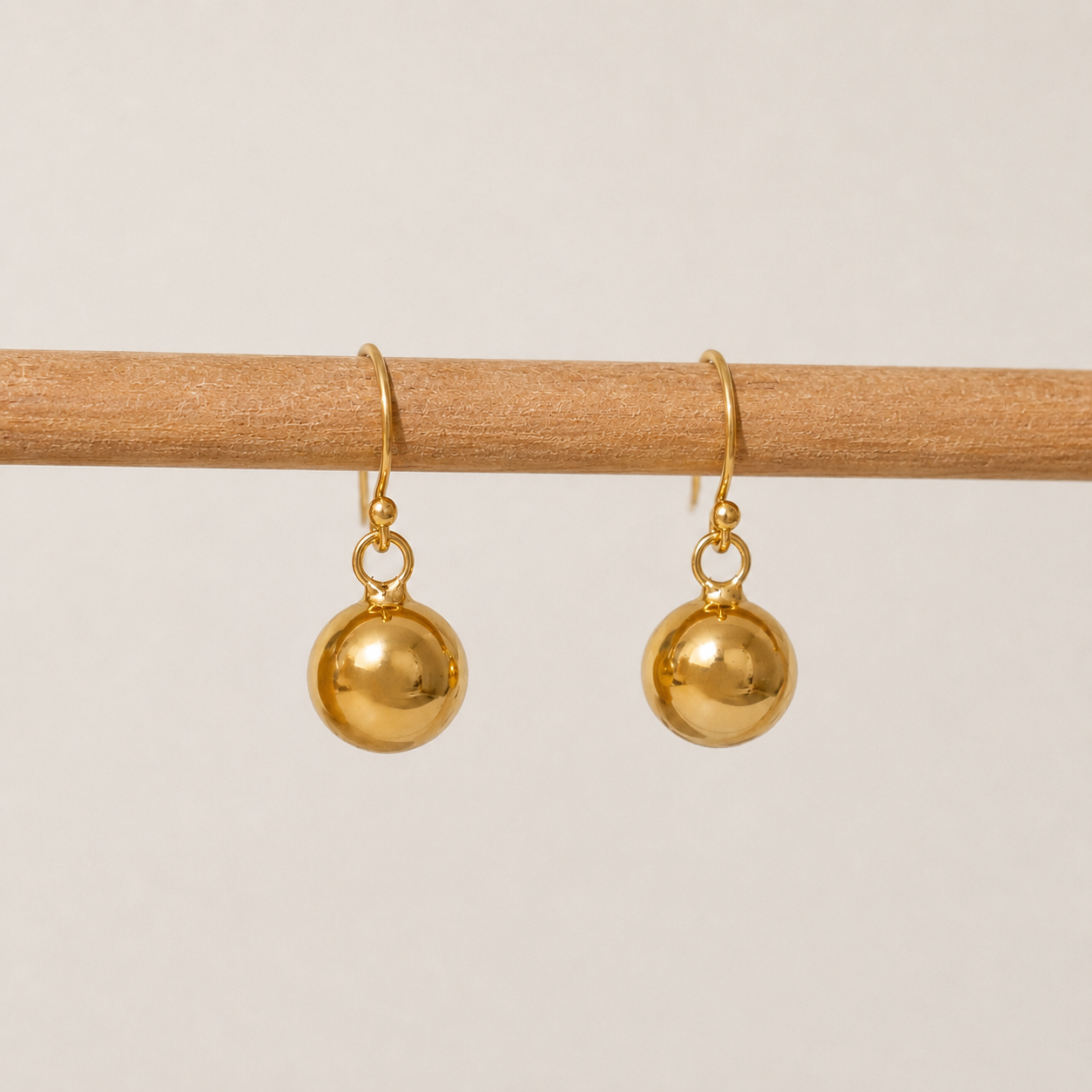 24k Gold Vermeil Ball Earrings | 10mm Dangle Earrings