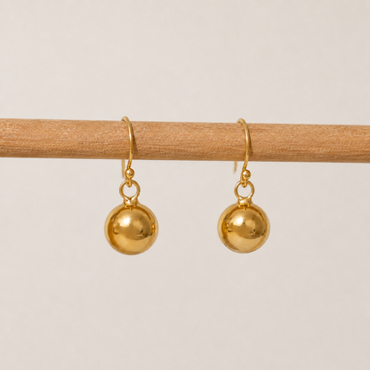 24k Gold Vermeil Ball Earrings | 10mm Dangle Earrings