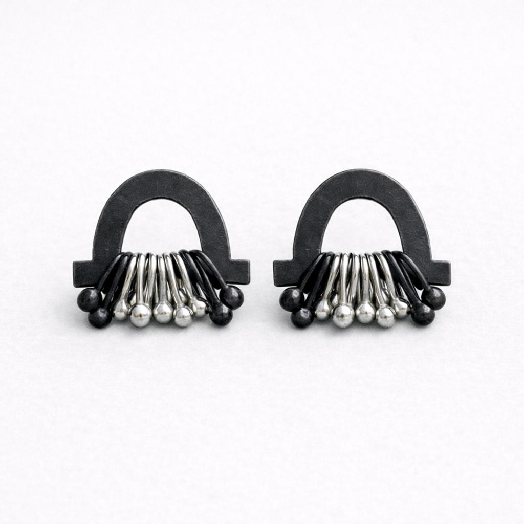 Sterling silver stud earrings. Oxidised silver.