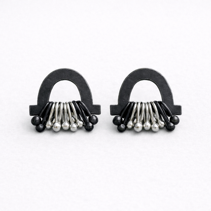 Sterling silver stud earrings. Oxidised silver.