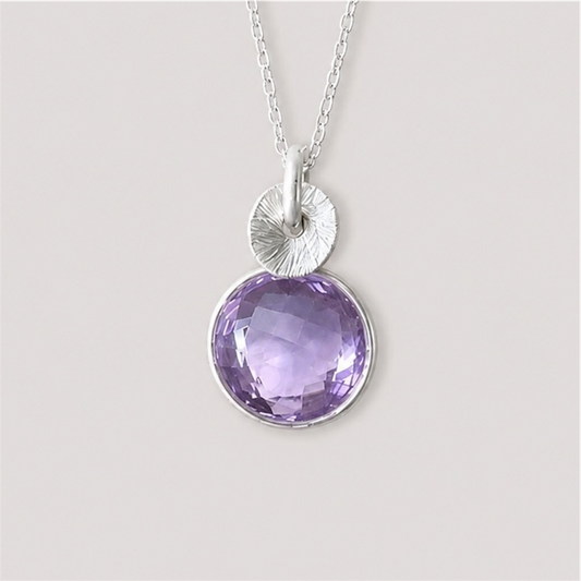 Lilac Amethyst Sterling Silver Pendant Necklace