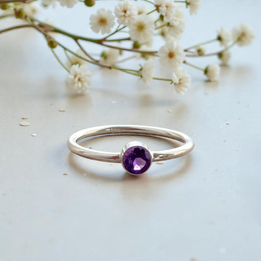 Handmade Sterling Silver Amethyst Ring: February Birthstone