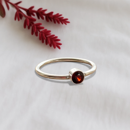 Handmade Garnet Sterling Silver Ring: January Birthstone