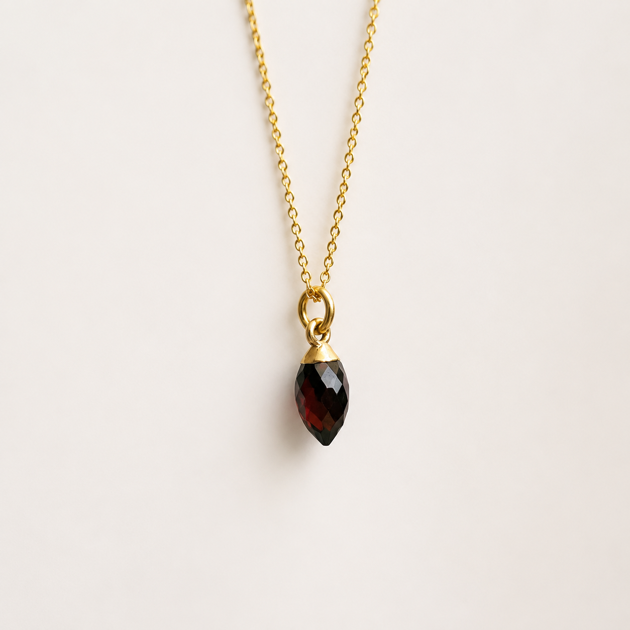 24k Gold Vermeil Garnet Necklace | Natural Garnet Pendant | January Birthstone