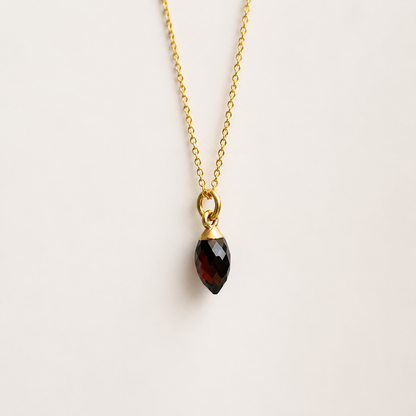 24k Gold Vermeil Garnet Necklace | Natural Garnet Pendant | January Birthstone