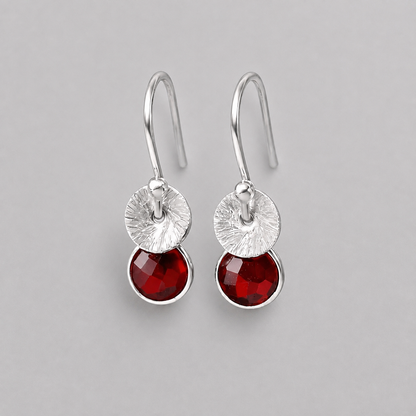 Sterling Silver Garnet Dangle Earrings