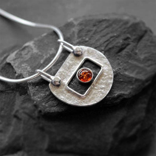 Amber sterling silver necklace.