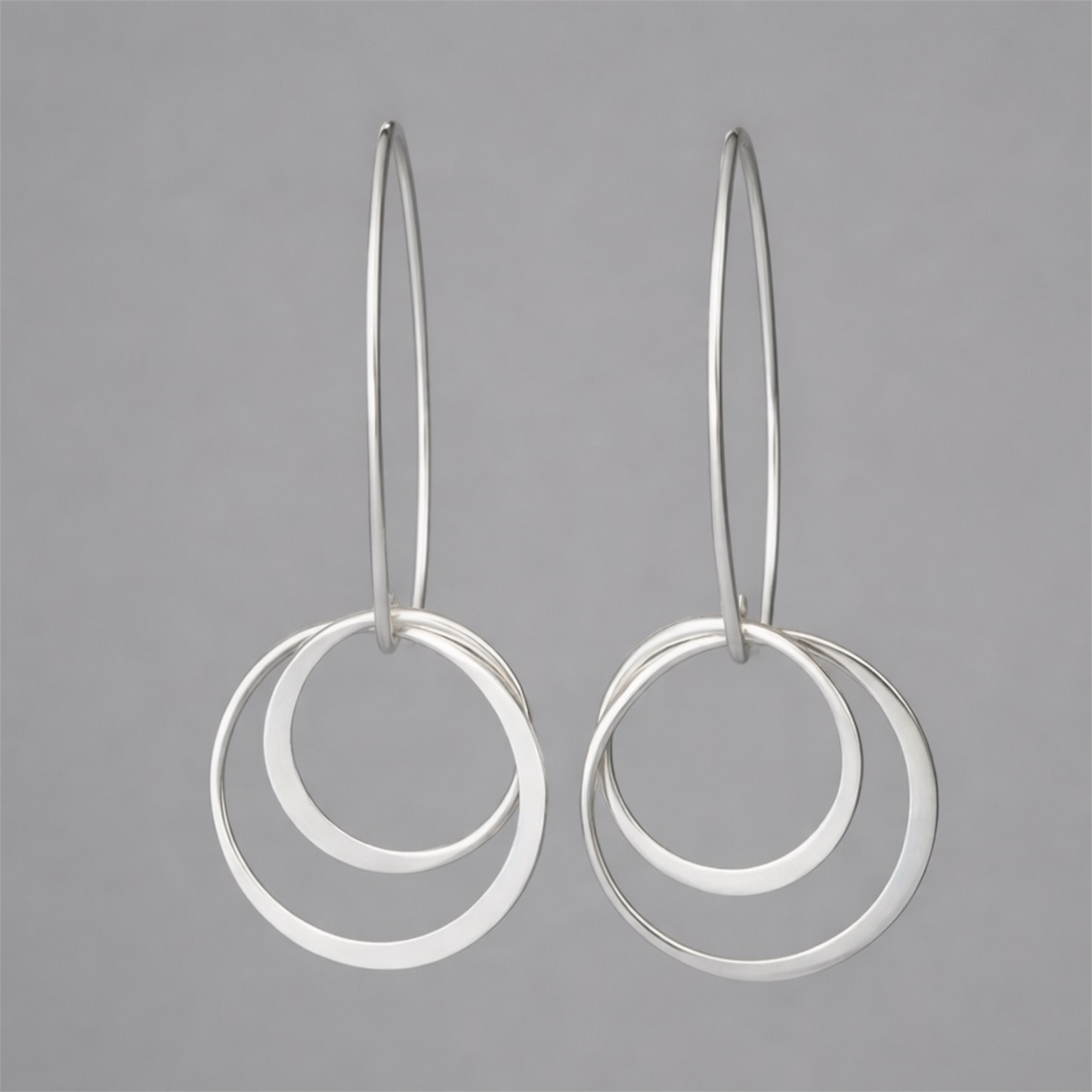 Two circles sterling silver earrings.