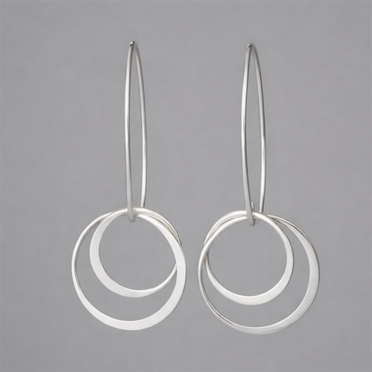Two circles sterling silver earrings.
