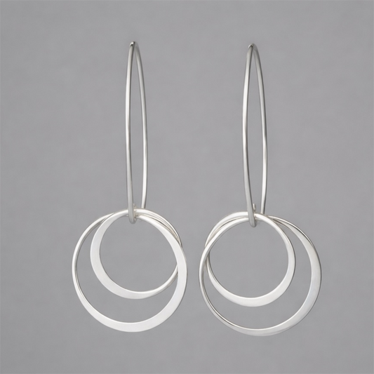 Two circles sterling silver earrings.